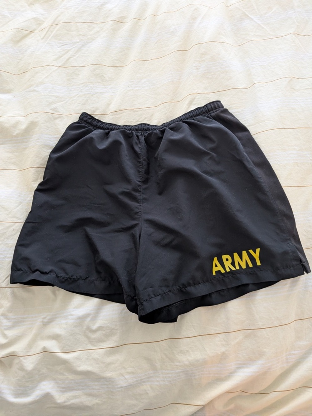 U.S. Army Men's Black Athletic Shorts with Yellow ARMY Print